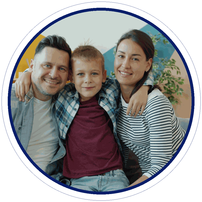 Happy family smiling together after buying their first home in San Diego with mortgage broker Adam Cato
